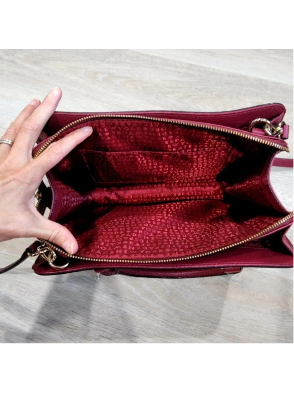 Kate Spade Satchel Bag Womens Medium Burgundy Leather Mulberry Street Crossbody